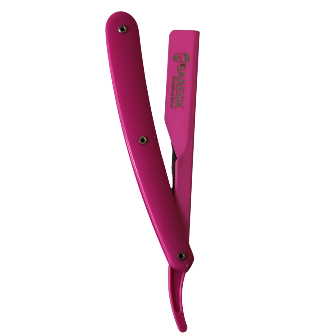 NAVAJA DE BARBERÍA PARA RASURADO PROFESIONAL Y PRECISO COLOR ROSA - BAREGK