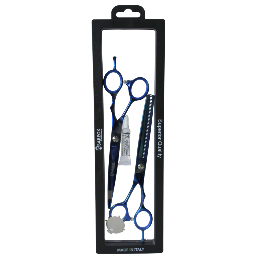 KIT DE TIJERAS PROFESIONALES EN COLOR AZUL - BAREGK