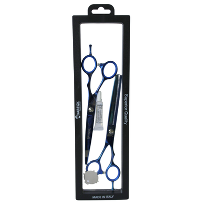 KIT DE TIJERAS PROFESIONALES EN COLOR AZUL - BAREGK