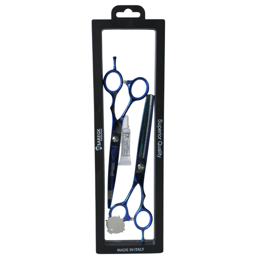 KIT DE TIJERAS PROFESIONALES EN COLOR AZUL - BAREGK
