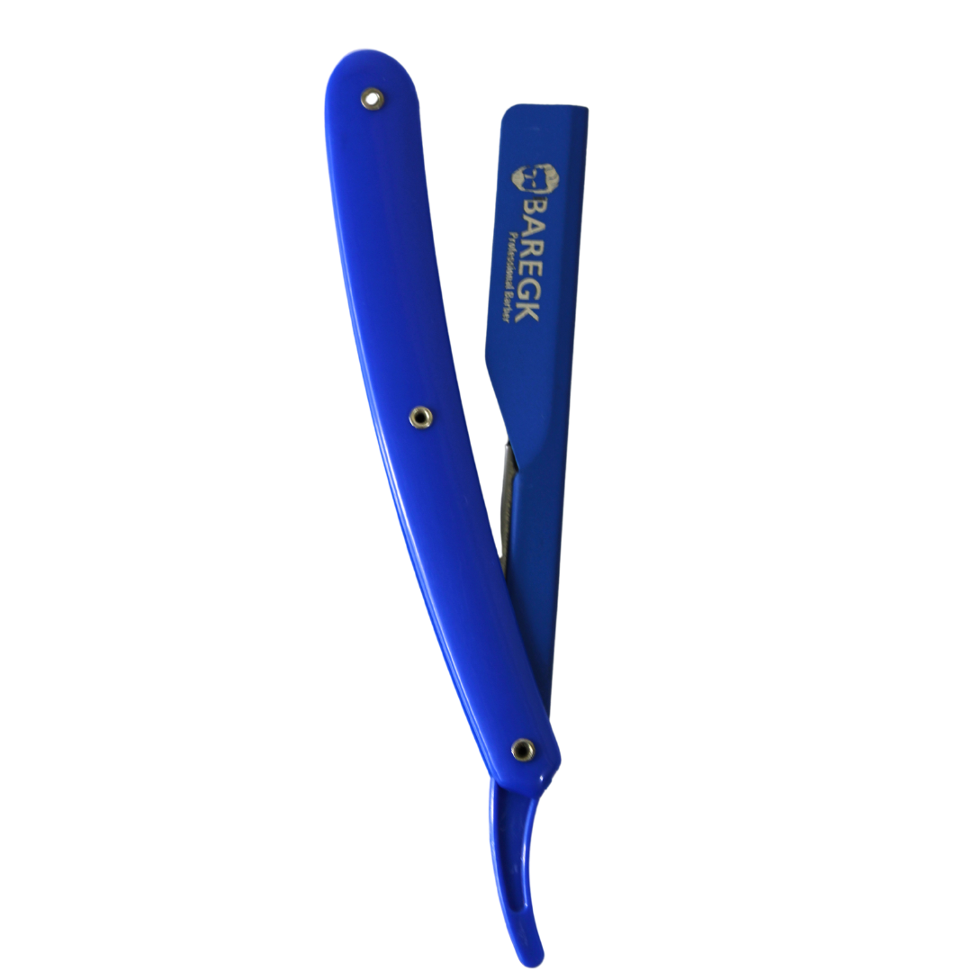 NAVAJA DE BARBERÍA PARA RASURADO PROFESIONAL Y PRECISO COLOR AZUL - BAREGK