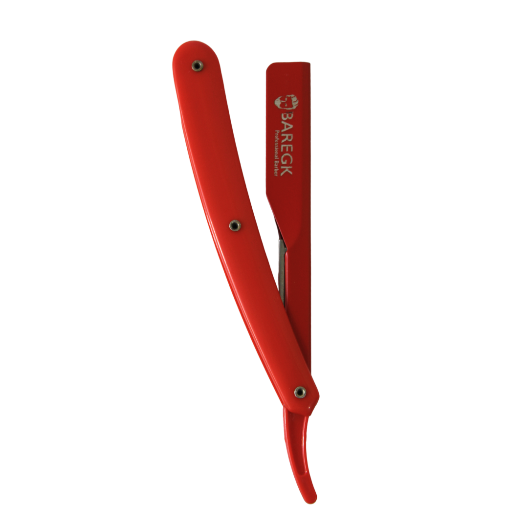 NAVAJA DE BARBERÍA PARA RASURADO PROFESIONAL Y PRECISO COLOR ROJO - BAREGK