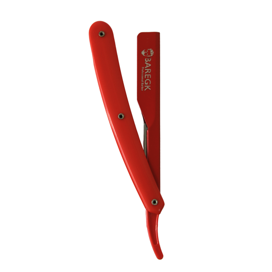 NAVAJA DE BARBERÍA PARA RASURADO PROFESIONAL Y PRECISO COLOR ROJO - BAREGK