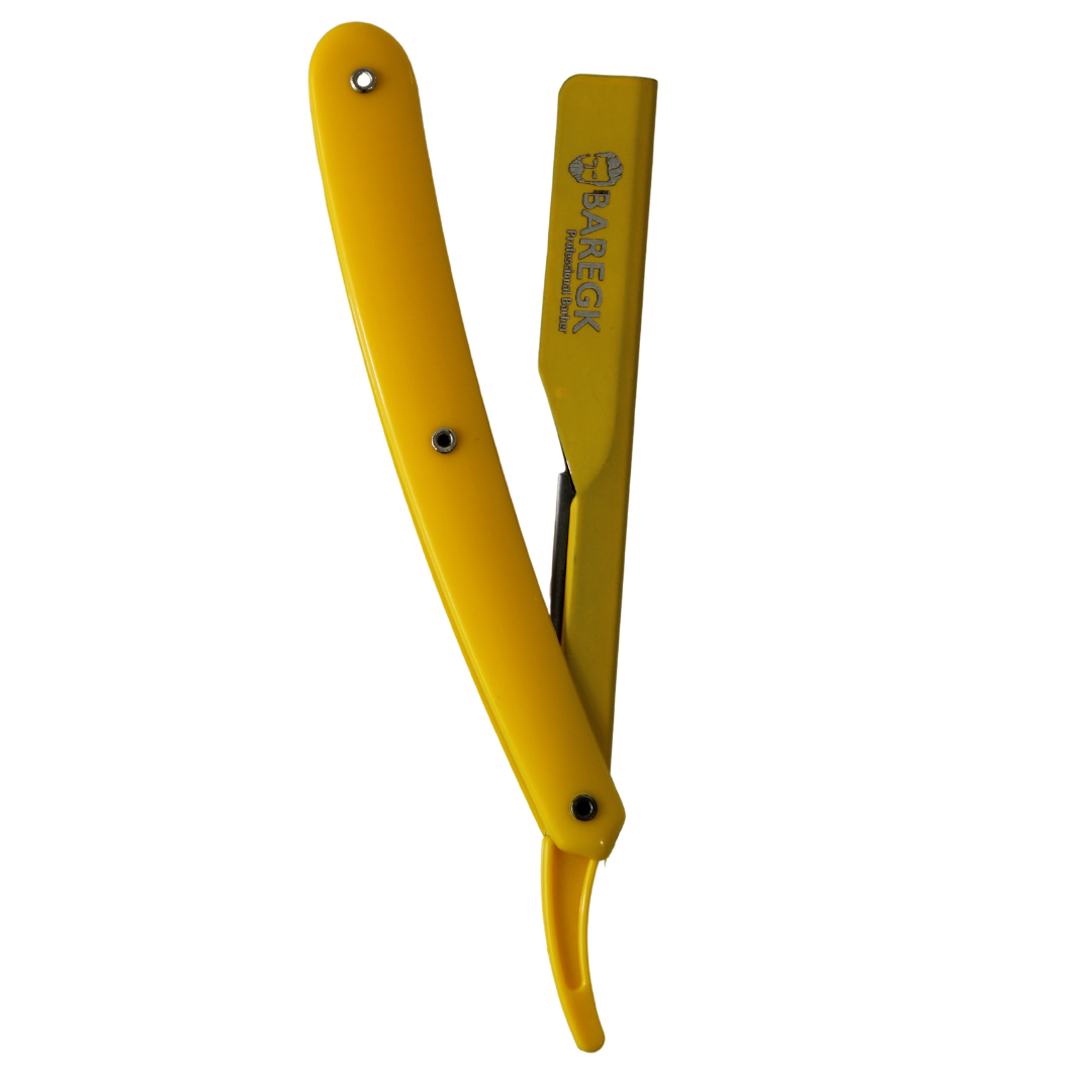 NAVAJA DE BARBERÍA PARA RASURADO PROFESIONAL Y PRECISO COLOR AMARILLO - BAREGK
