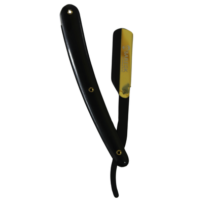 NAVAJA DE BARBERÍA PARA RASURADO PROFESIONAL Y PRECISO COLOR NEGRO Y DORADO - BAREGK